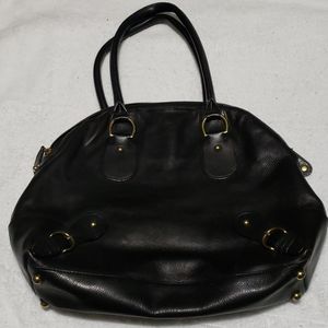 Banana Republic Black Leather Bowling Bag Purse